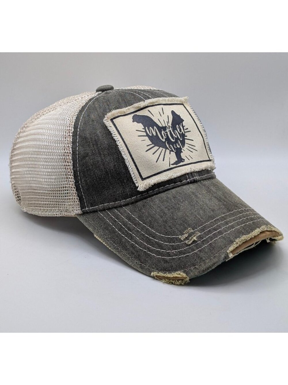 Mother Hen Distressed Women's Denim Hat Cap Snapback Indigo Soul Mesh Back